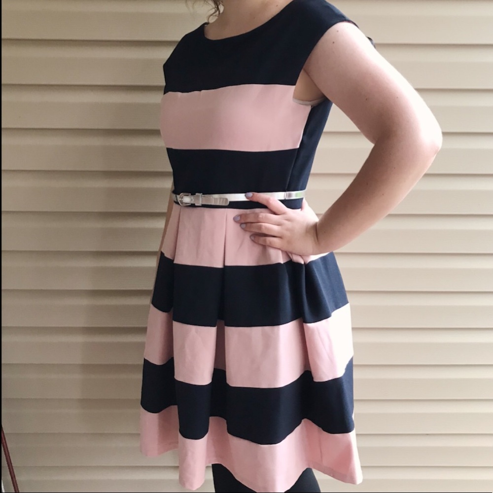 Covington Blush and Navy Striped Dress